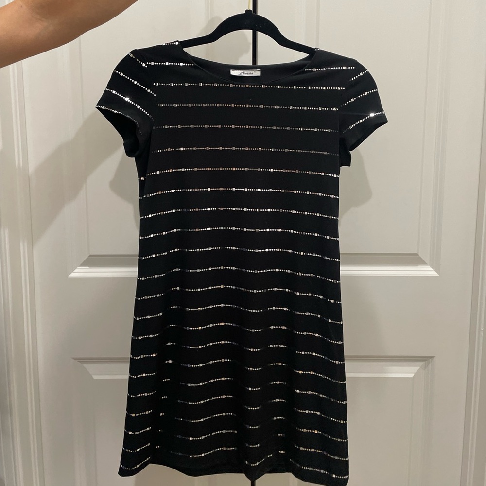 Black and silver cocktail dress